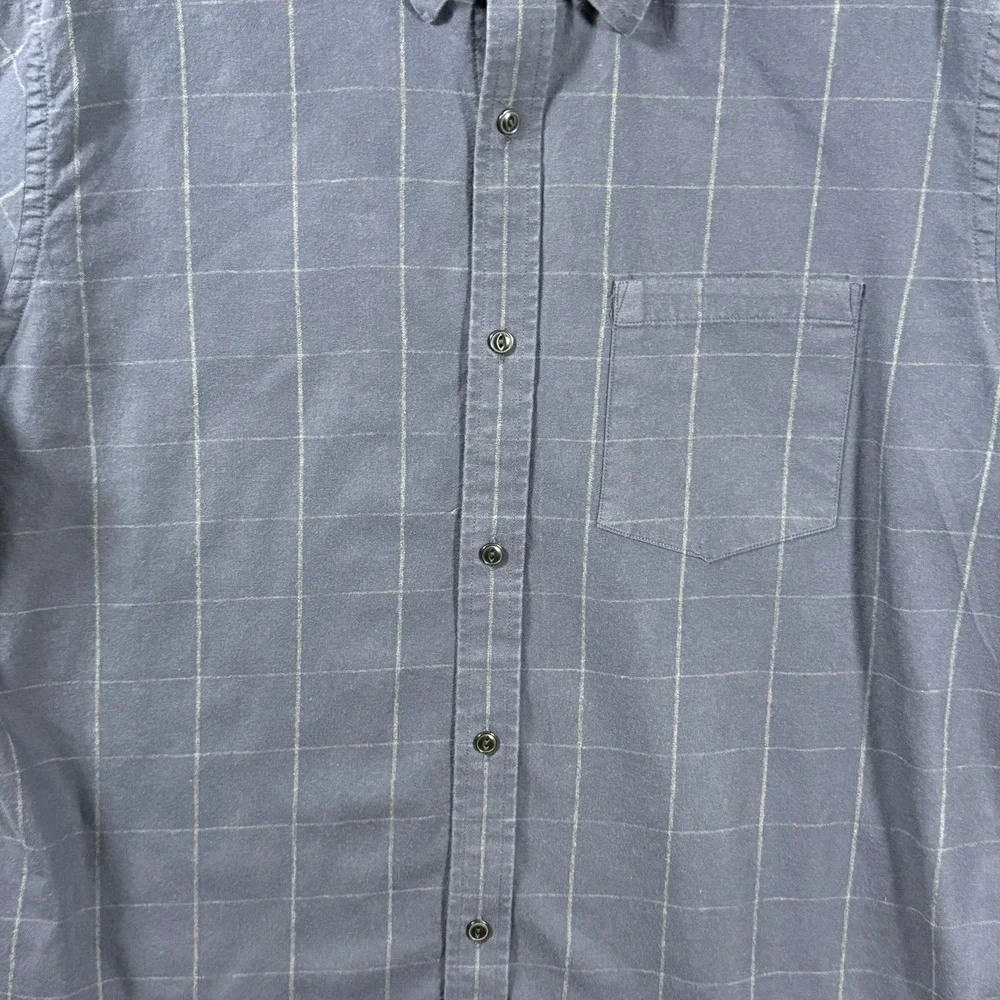 Banana Republic Mens XL Slim Fit Navy Blue Windowpane Cotton Button Down Shirt